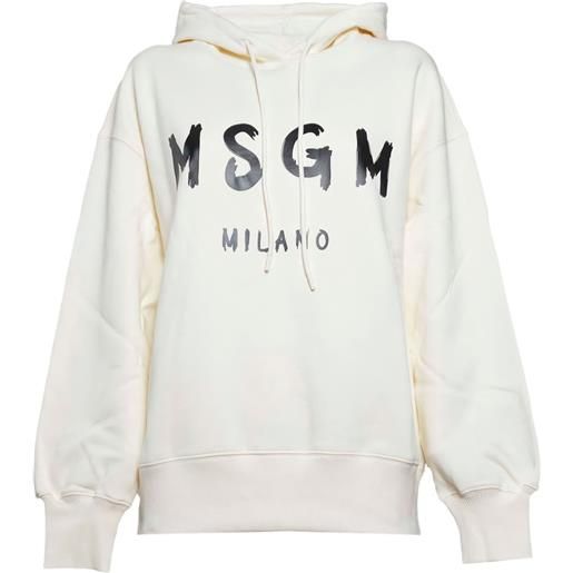 MSGM felpa con logo e cappuccio - toni neutri
