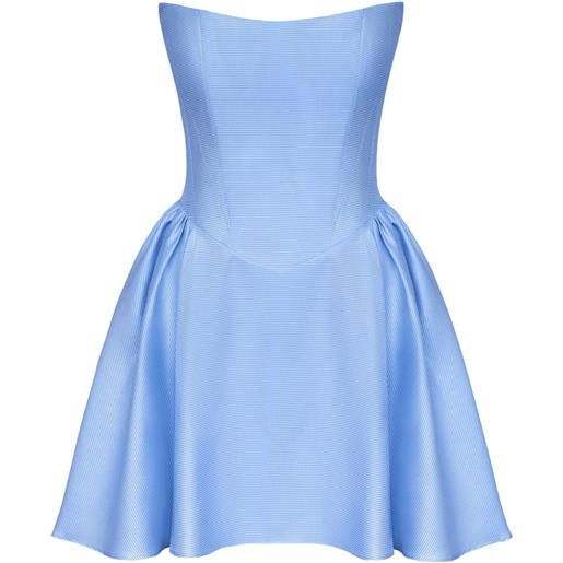 POST MERIDIEM abito corto tuck con corsetto - blu