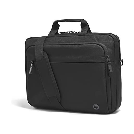 HP professional, borsa per notebook fino a 15.6, creata con materiale riciclato, tasche interne e esterne, vani imbottiti, resistente all'acqua, tracolla removibile, nera