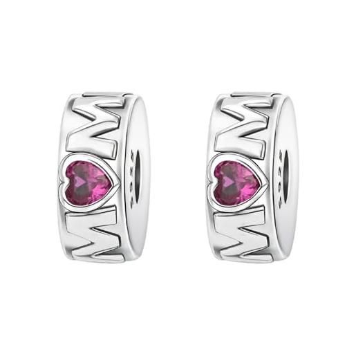 MITSOKU Charm Bacio D'Amore In Argento 925 Con Zircone - Perline Per Bracciali E Collane, Regalo Per Donna