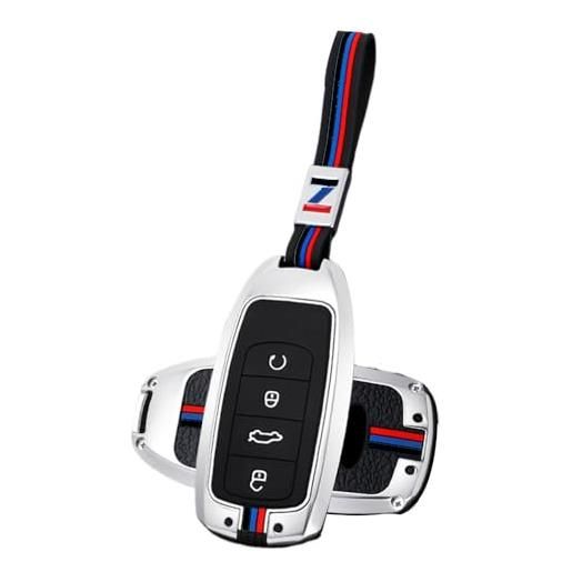 ATFIGII custodia portachiavi compatibile con chery omoda 5 tiggo 7 e 8 pro per jaecoo 7 key case metal key shell protettore portachiavi 4 pulsanti c argento