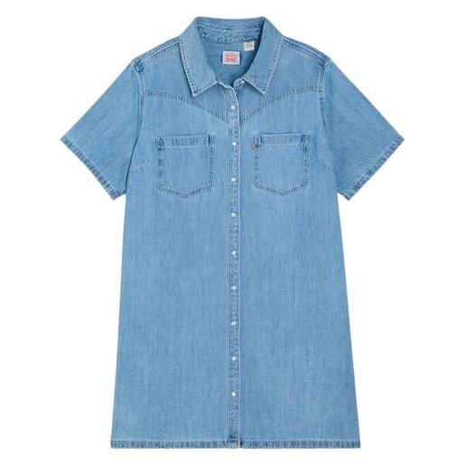 Levi's pl louisa ss denim dress vestito casual, twisted words 2, 3xl donna