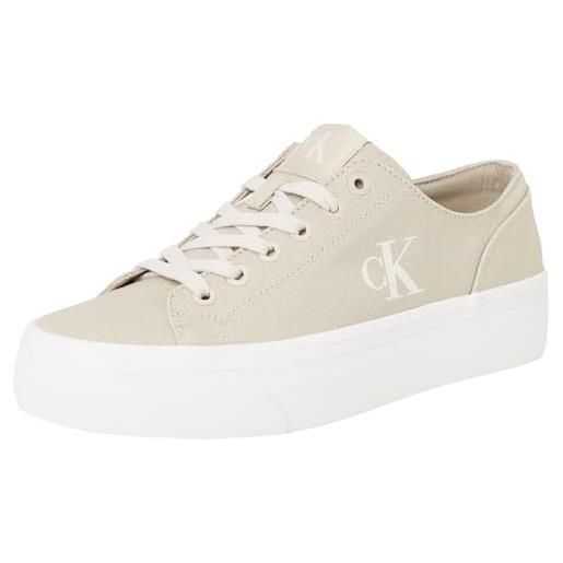 Calvin Klein top da donna vulc flatform low cv mg yw0yw01763, rosa argento peonia bianco brillante, 39 eu