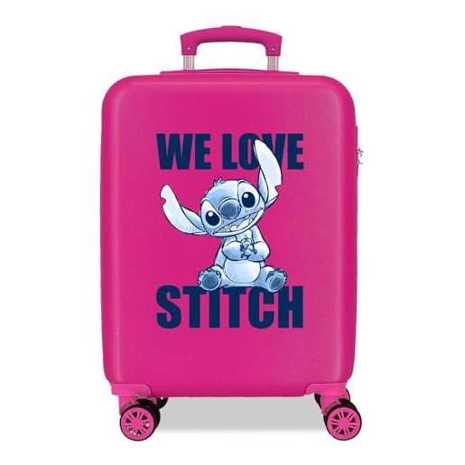 Disney adorabile stitch moods valigia da cabina rigida abs chiusura a combinazione laterale 4 ruote doppie bagagli mano, noi amiamo (we love), taglia unica, valigia per bambini