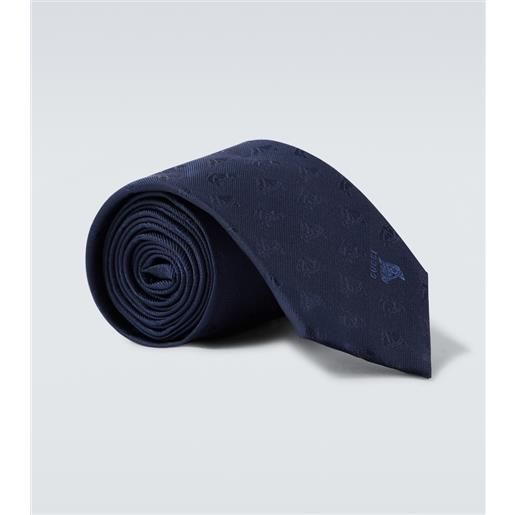 Gucci cravatta in jacquard di seta con logo ricamato