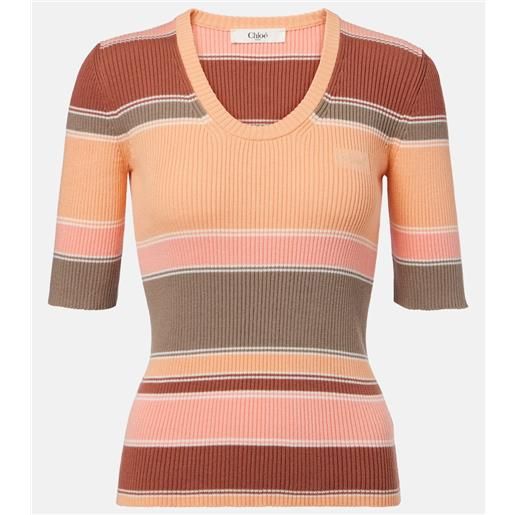 Chloe chloã© top in maglia di cotone a coste a righe