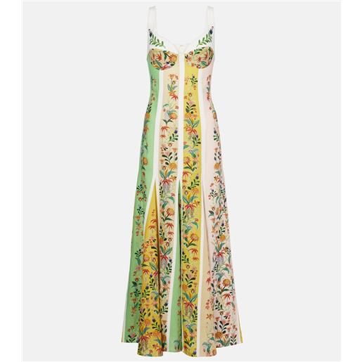 Farm Rio abito lungo in misto lino con stampa