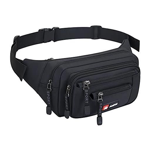 Marsupio Impermeabile Donna | Tracolla E Cintura | Nylon Nero Con Portamonete | Fatto A Mano UK