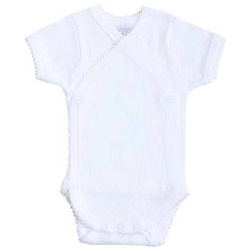 BABIDU body incrociato a maniche corte 100% cotone, body per neonati e prematuri, tessuto a forma di orsetto traforato, morbido traspirante e ipoallergenico, abbigliamento unisex per neonati e ragazze