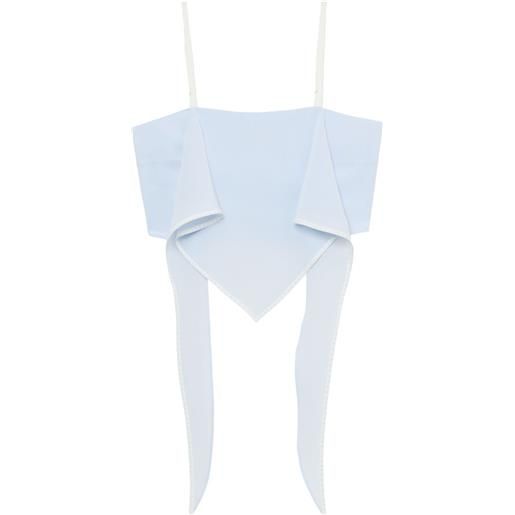 Low Classic top in seta - blu