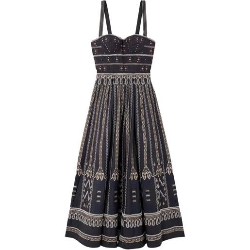 Emporio Sirenuse abito midi con bustier e ricamo - blu