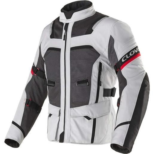 Clover giacca moto Clover ventouring 4 wp grigio nero rosso
