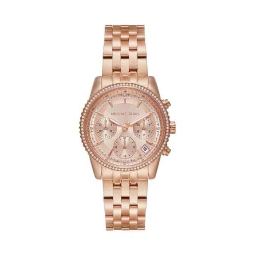 Michael Kors orologio bryant da donna, movimento cronografo al quarzo da 35 mm con cinturino in acciaio inossidabile, 35 mm, tono oro rosa