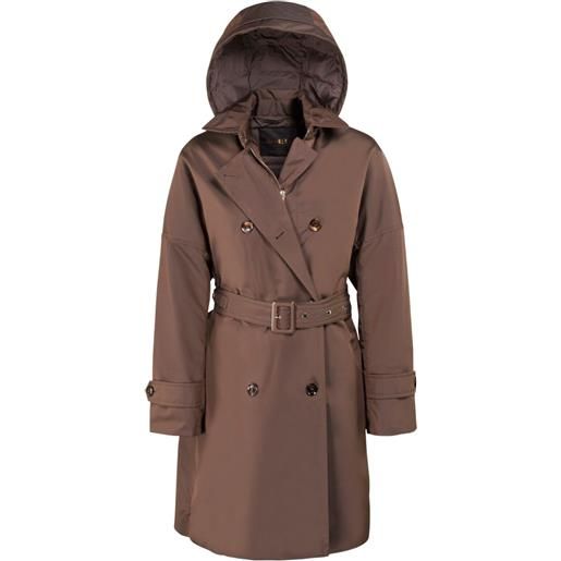 Moorer trench doppiopetto con cappuccio - marrone