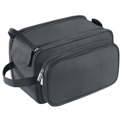 Buruis grande borsa da toilette da uomo, organizer da viaggio in pelle pu, kit dopp resistente all'acqua, borsa da barba per articoli da toeletta, accessori da toeletta, organizer per cosmetici, nero, xl, 