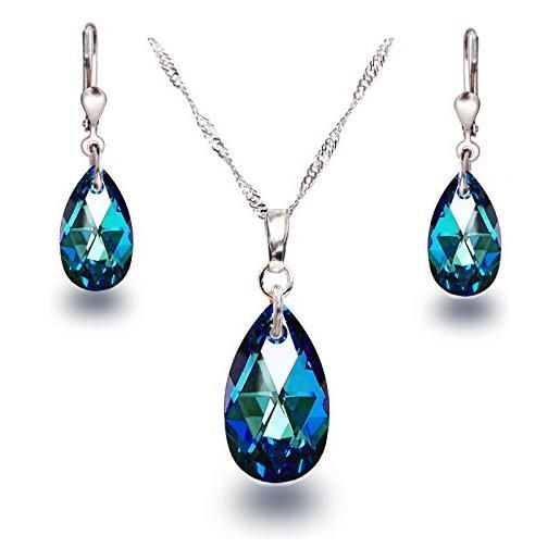 Parure Gioielli Donna Argento 925 Con Cristalli - Set Collana E Orecchini Eleganti - Foto 4