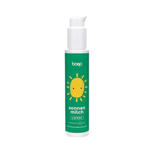 boep latte solare minerale | formula leggera e idratante | con filtro all'ossido di zinco | spf 50 | per la pelle sensibile di neonati, bambini e donne incinte | con leggero profumo estivo (100 ml)