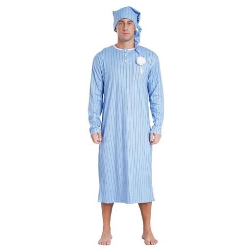 Camicia Da Notte Uomo A Maniche Lunghe - Comoda E Leggera Con Tasca