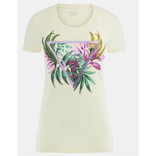 Guess cn ss leaf triangle tee pastel lime t-shirt m/m donna