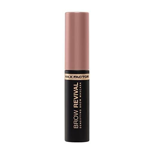 Max Factor brow revival, mascara sopracciglia in gel, arricchito con oli idratanti e fibre volumizzanti, formula waterproof a lunga durata, 4.5ml, 01 biondo scuro