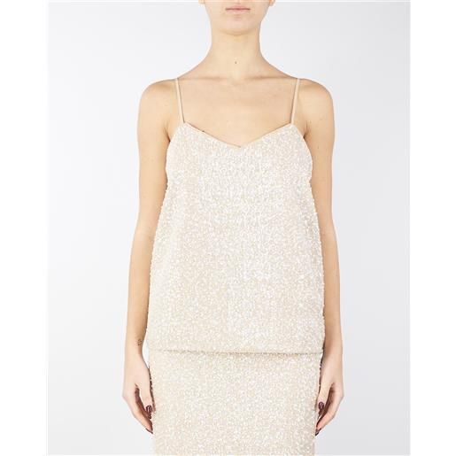 TWIN SET top con paillettes e perle
