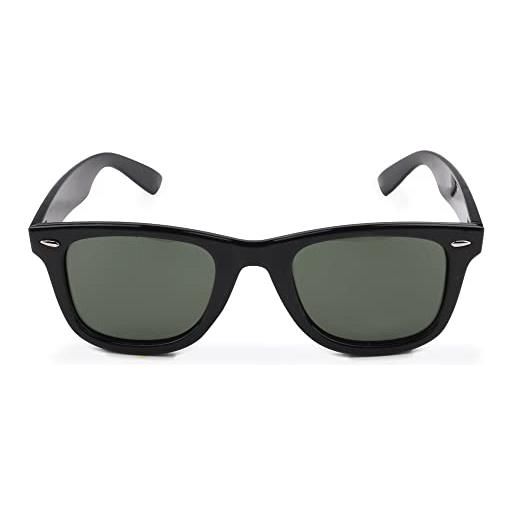 Contacta, ikona, occhiali da sole per uomo e donna, occhiali con lenti polarizzate, montatura squadrata e resistente, colore demi, lente celeste, confezione con sacchetto portaocchiali, 24g