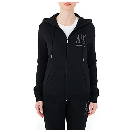 Armani Exchange felpa cappuccio e zip, nero, xs donna