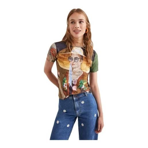 Desigual ts_lebanen, t-shirt da donna, green, xs