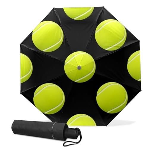 GISPOG ombrello pieghevole automatico, per palla da tennis, impermeabile, compatto, per sole e pioggia, da viaggio, per donne e uomini, colore unico, taglia unica