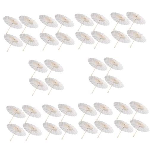 COLLBATH 10 set di ombrello per feste di nozze 30 cm ombrellone in carta bianca stile giapponese manico verniciabile puntelli decorativi 4 pezzi*10