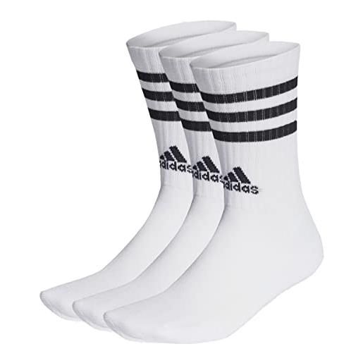adidas 3-stripes cushioned crew socks 3 pairs, calzini unisex - adulto, medium grey heather/white/black/white, xs (pacco da 3)