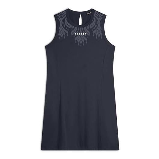 FREDDY vestito donna senza maniche in jersey stampa floreale e logo oro chiaro sul davanti