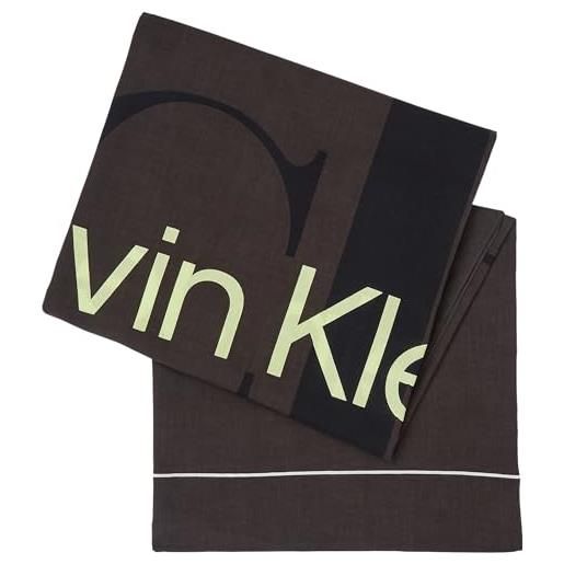 Calvin Klein jeans sciarpa donna logo cotone bio, nero (black/dark juniper), taglia unica