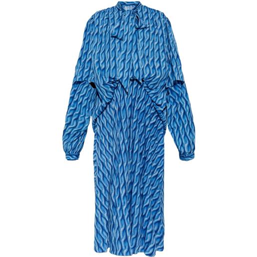 Balenciaga abito midi con stampa - blu