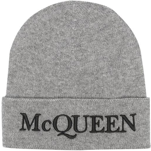 Alexander McQueen berretto a coste con ricamo - grigio
