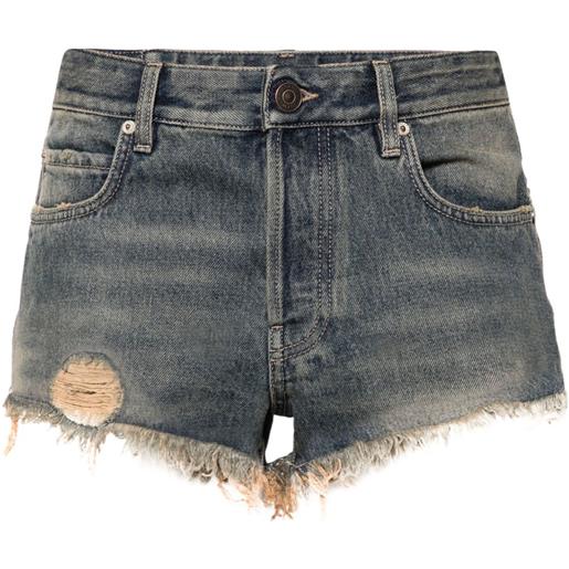 Balenciaga shorts denim con applicazione - blu