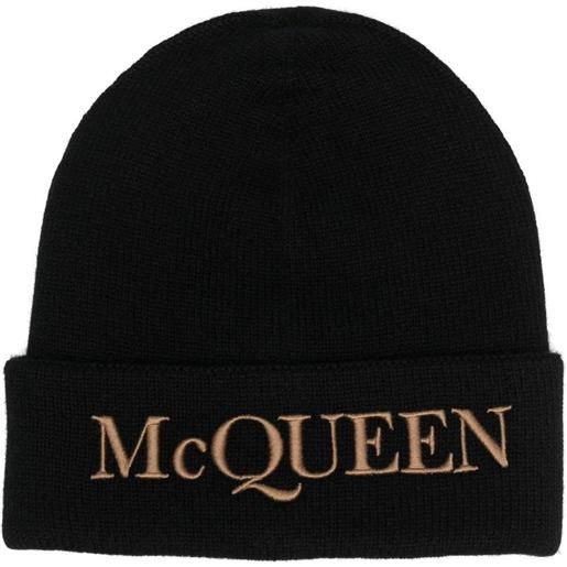 Alexander McQueen berretto a coste con ricamo - nero