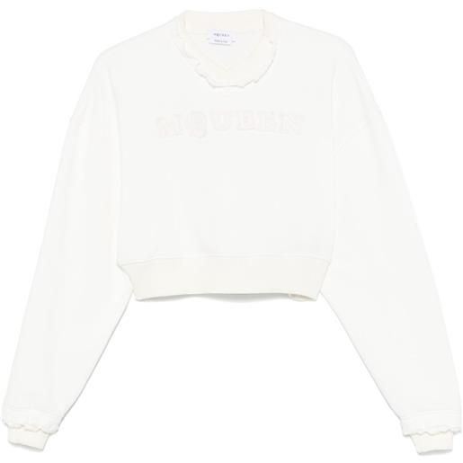 Alexander McQueen felpa crop - bianco