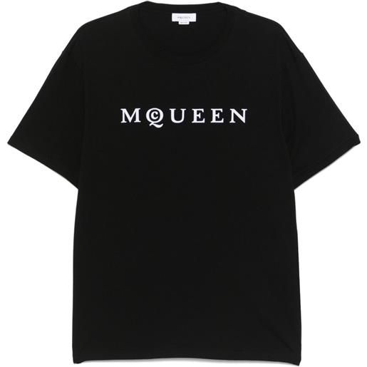 Alexander McQueen t-shirt con logo floccato - nero