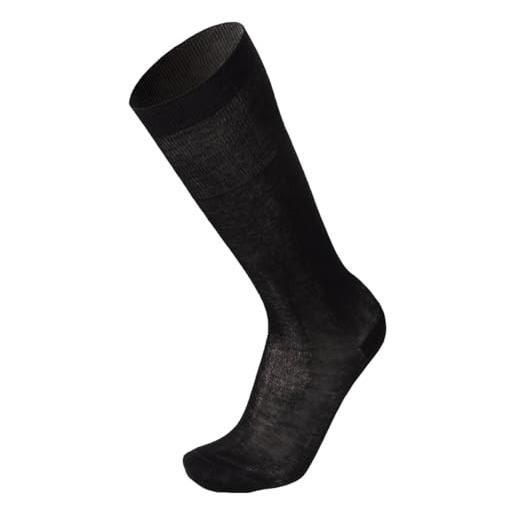 Prisco calze uomo filo di scozia lunghe, calzini lunghi cotone 100% , maglia rasata, tinta unita, 6 paia, (nero 44)