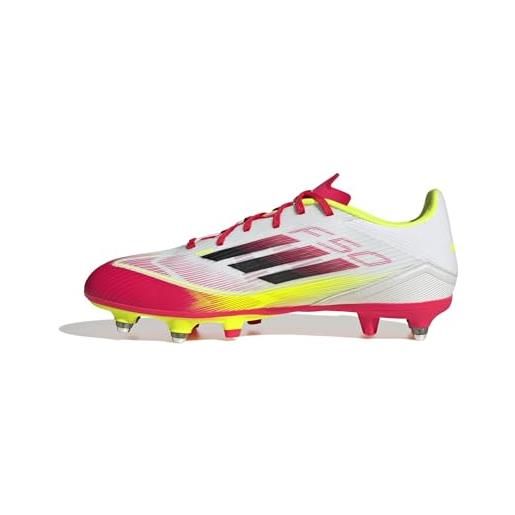 adidas f50 league football boots soft ground, scarpe da calcio unisex-adulto, cloud white/core black/solar yellow, 47 1/3 eu