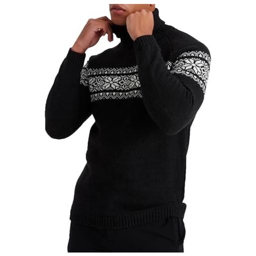 Leif Nelson dolcevita da uomo - maglione a maglia norvegese con motivo invernale - caldo dolcevita per autunno e inverno, antracite. , l