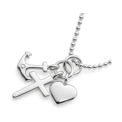 fish collana in argento 925 per bambina con ciondolo fede amore speranza