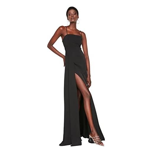 Trendyol slit dekollete abendkleid und staffelungskleid, abito da sera formale da donna, black, 36