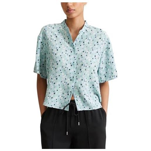 Marc O'Polo marc oߴpolo denim donna camicia a maniche corte con colletto alla coreana cropped, multicolore (light blue multi 05), m