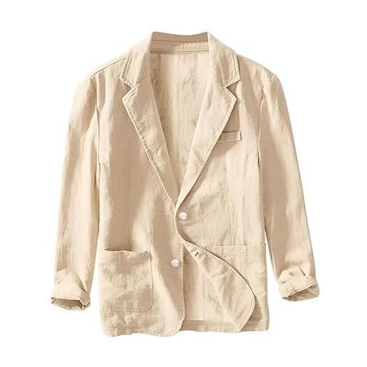 Yahbrra giacca da uomo in lino blazer per il tempo libero tempo giacca a due bottoni leggeri cappotto sportivo slim fit