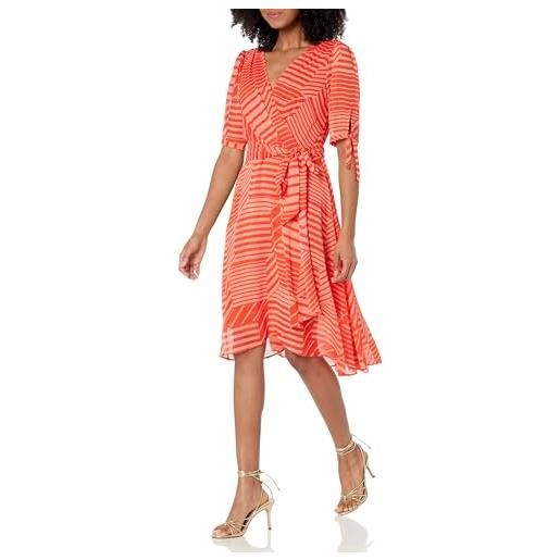 Tommy Hilfiger abito da donna con orlo asimmetrico con maniche annodate, arancione, 42