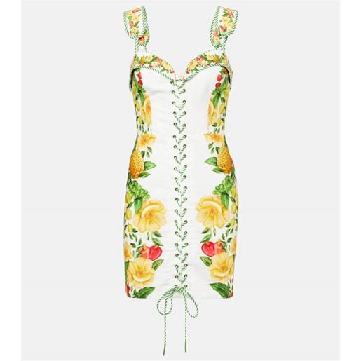 Farm Rio abito corto in misto lino con stampa floreale