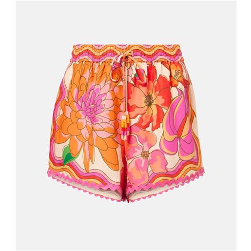 Farm Rio shorts in misto lino con stampa floreale
