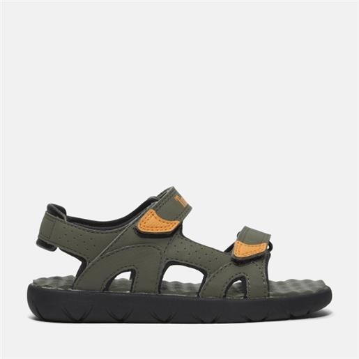 Timberland - sandalo con cinturino posteriore perkins row da bambino (dal 30,5 al 35) in verde, verde, taglia: 33